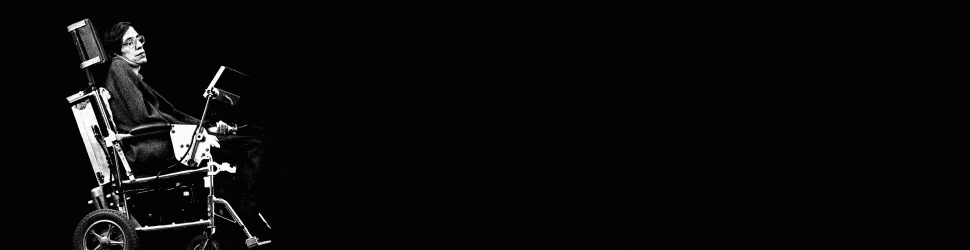 A picture of Stephen Hawking on his wheelchair, with a nighttime starry sky, and text that says "Defy the Odds, Defy ALS, Get free access to the most comprehensive data ALS research effort in history".