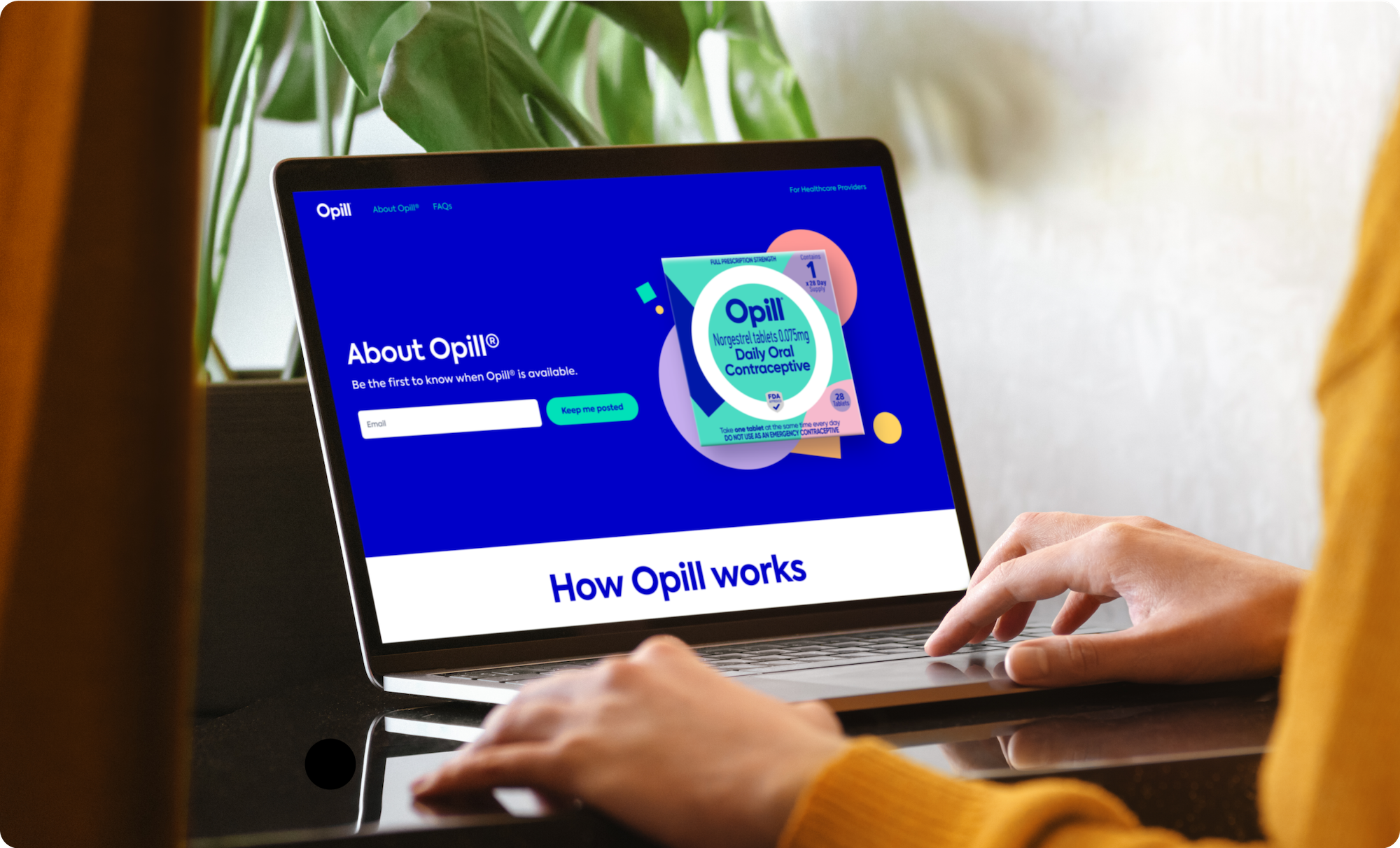 Opill site in user's laptop